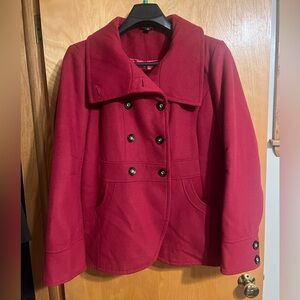 Women's George Red Pea Coat double tulip hem XL 16-18